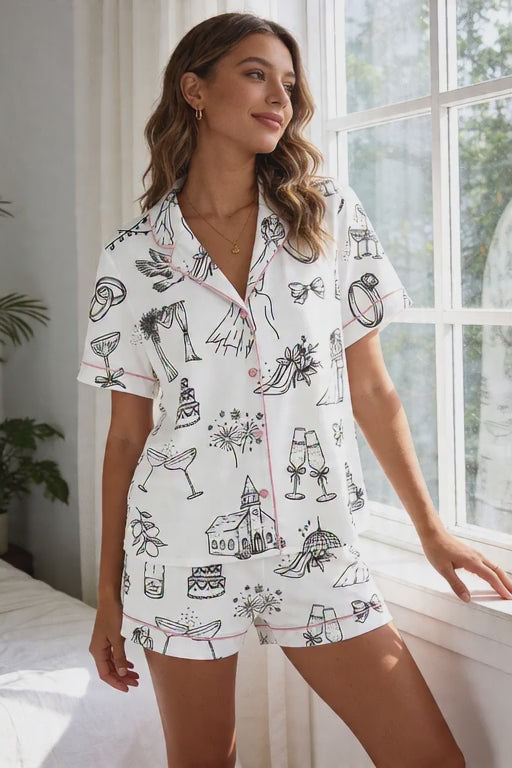 Bridal Wedding Print Pajama Set