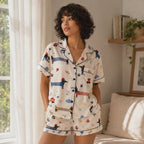 Cute Dachshund Satin Pajama Set for Women