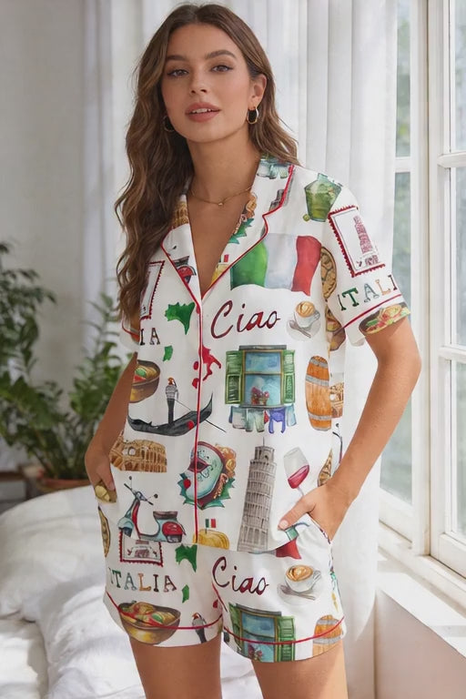 Italy Travel Print Pajama Set