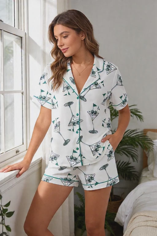 Martini Glass Print Pajama Set