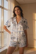 Portugal Print Satin Pajama Set for Women