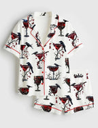 Raven Wine Glass Short Sleeve Pajama Set