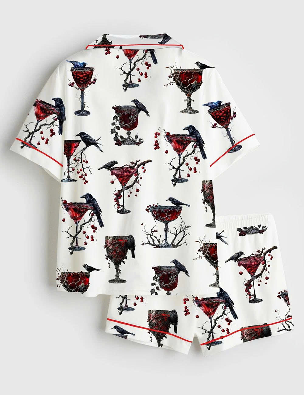 Raven Wine Glass Short Sleeve Pajama Set