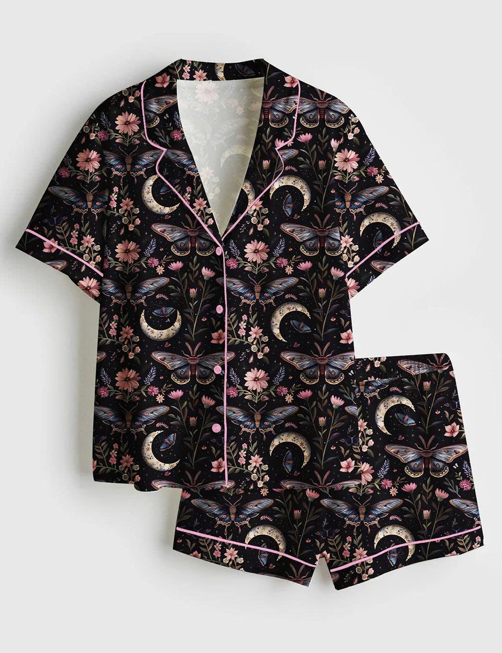 Moon Butterfly Floral Short Sleeve Pajama Set