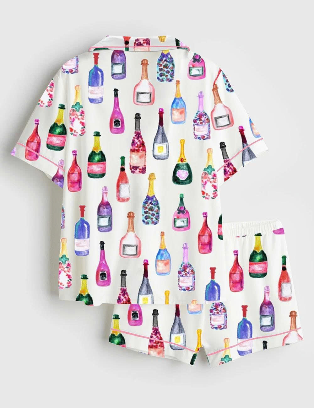 Champagne Bottle Short Sleeve Pajama Set