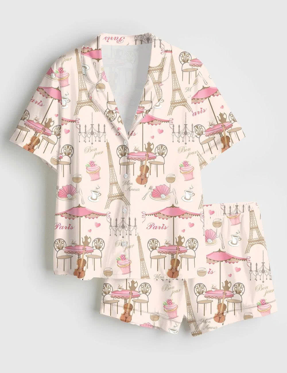 Paris Cafe Short Sleeve Pajama Set