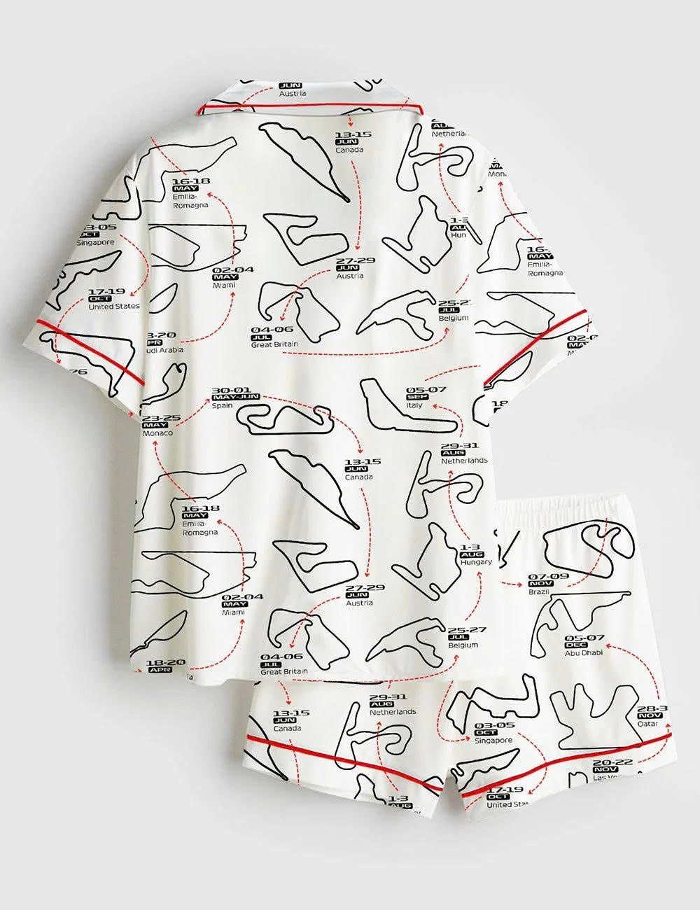 Motorsport Race Track Print Pajama Set
