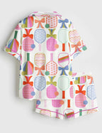 Pickleball Paddle Short Sleeve Pajama Set