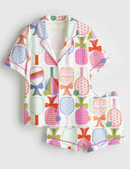 Pickleball Paddle Short Sleeve Pajama Set