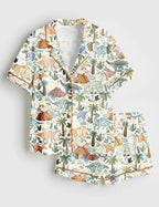 Dinosaur Volcano Print Pajama Set
