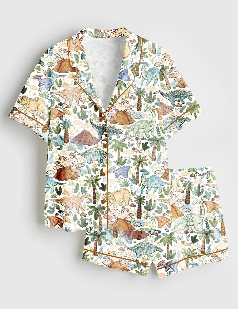 Dinosaur Volcano Print Pajama Set