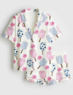 Pickleball Paddle Print Pajama Set