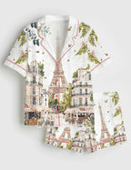 Paris Eiffel Tower Print Pajama Set