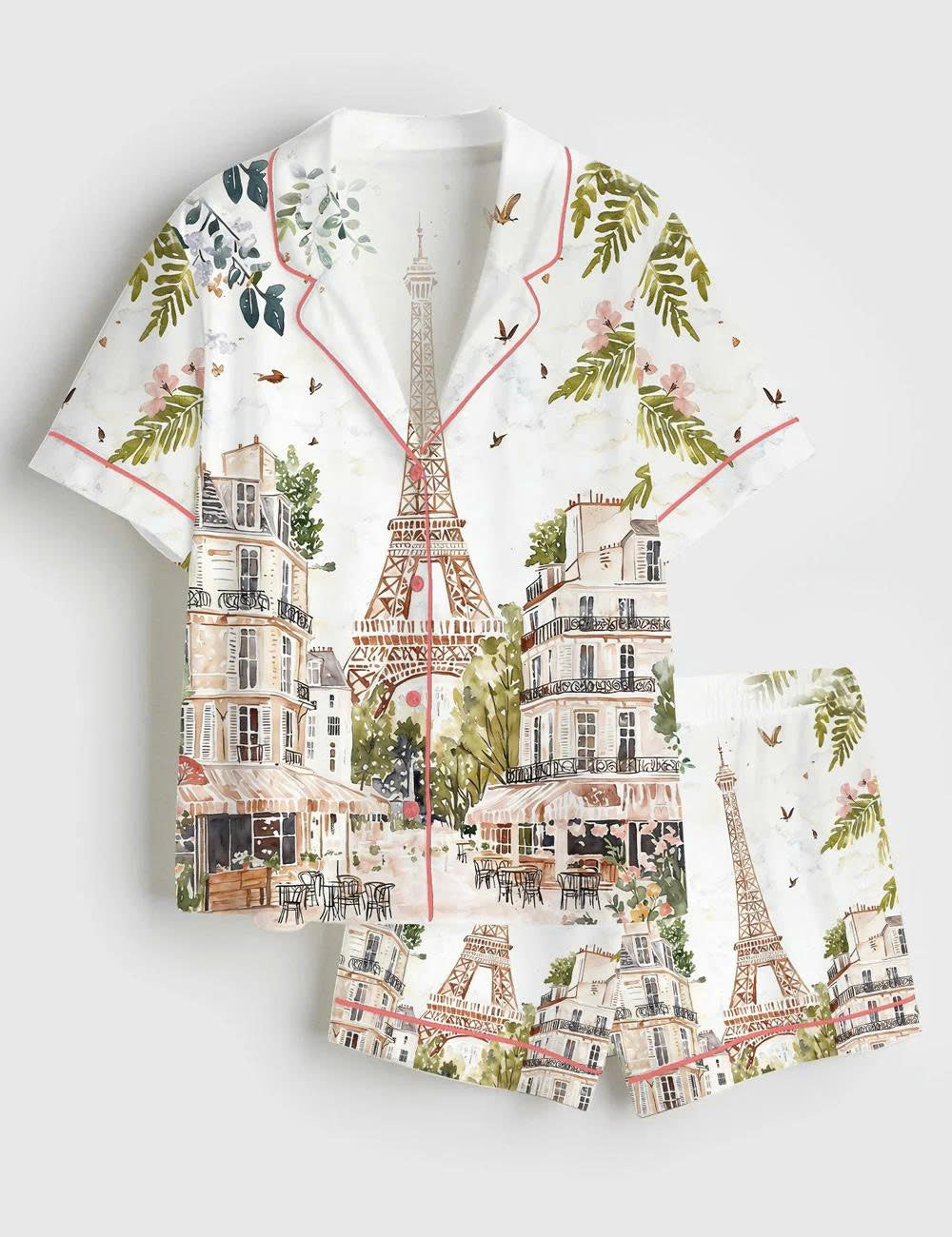 Paris Eiffel Tower Print Pajama Set