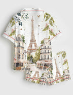 Paris Eiffel Tower Print Pajama Set