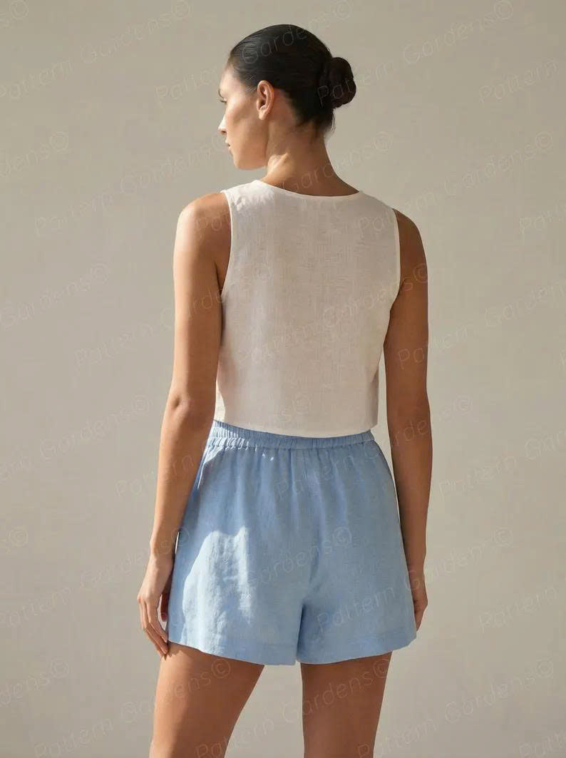 Women's Shorts Sewing Pattern - Simple Shorts Pattern (Linen Shorts With Pockets PDF Pattern Free)
