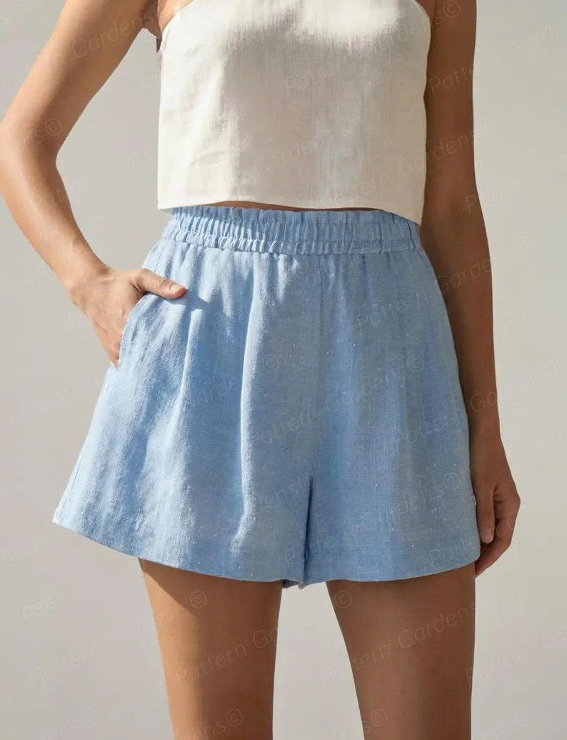 Women's Shorts Sewing Pattern - Simple Shorts Pattern (Linen Shorts With Pockets PDF Pattern Free)