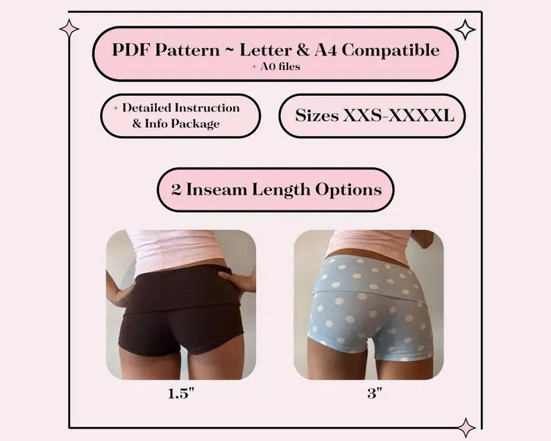 Fold Over Mini Shorts Sewing Pattern: Knit Fabric DIY (PDF Pattern Free)